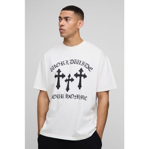 T-shirt oversize à imprimé Worldwide Cross - S - Boohooman - Modalova