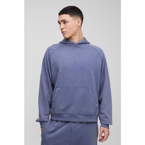 Sweat à capuche oversize délavé à manches raglan - S - Boohooman - Modalova