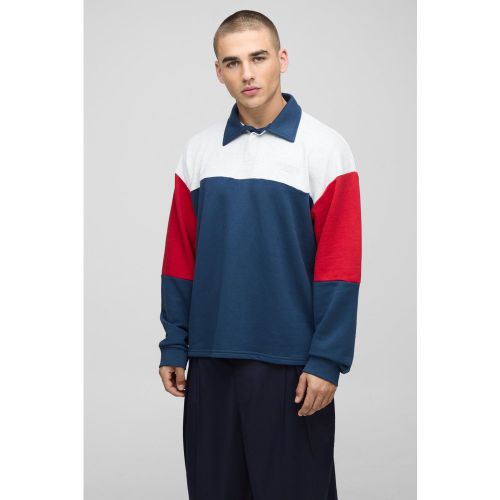 Polo de rugby oversize color block - MAN homme - S - Boohooman - Modalova