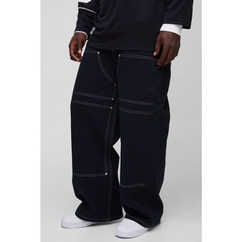 Pantalon charpentier baggy à coutures contrastantes - 28 - Boohooman - Modalova