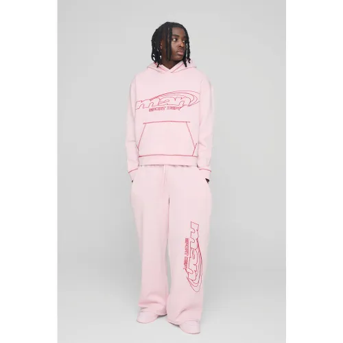 Sweat à capuche oversize à broderie contrastante - MAN - S - Boohooman - Modalova