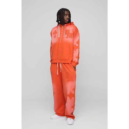 Survêtement oversize délavé à slogan croisé - S - Boohooman - Modalova