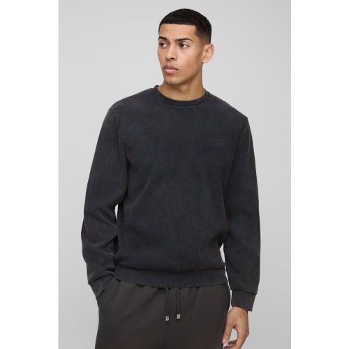 Sweat droit délavé à broderie - MAN - S - Boohooman - Modalova