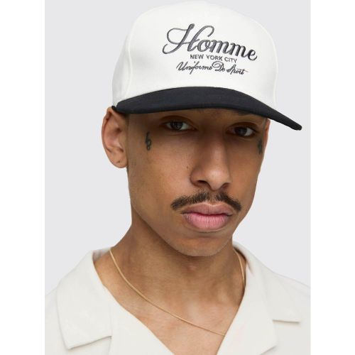 Casquette en twill à slogan - ONE SIZE - Boohooman - Modalova