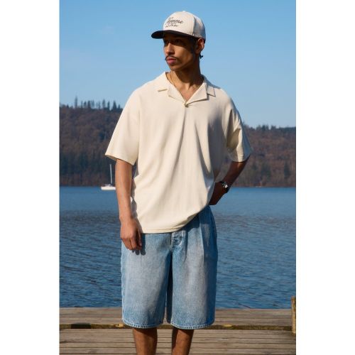 Polo oversize en jersey texturé à motif jacquard - S - Boohooman - Modalova
