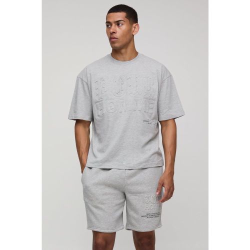 Ensemble oversize imprimé avec t-shirt et short - S - Boohooman - Modalova