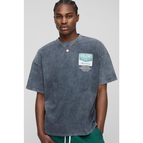 T-shirt oversize délavé imprimé - S - Boohooman - Modalova