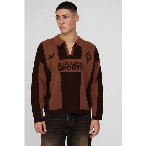 Polo de rugby oversize rayé en maille moto - S - Boohooman - Modalova