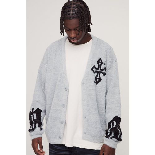 Cardigan oversize croisé en maille - S - Boohooman - Modalova