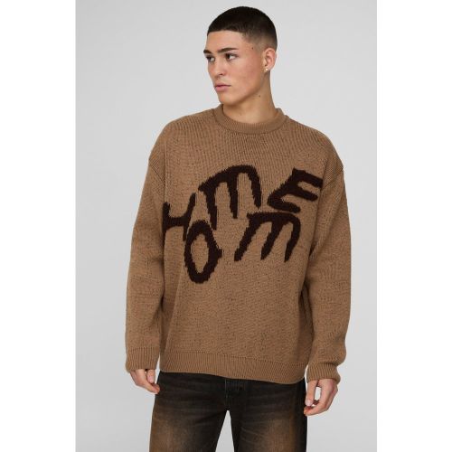 Pull oversize imprimé en maille - L - Boohooman - Modalova