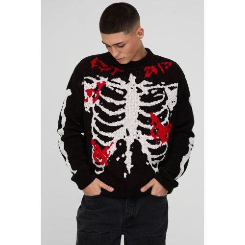 Pull oversize à imprimé squelette - Official - L - Boohooman - Modalova