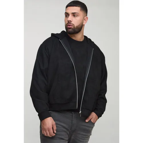 Grande Taille - Sweat À Capuche Oversize Zippé En Faux Daim - Xxl - boohoo - Modalova