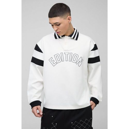 Polo De Rugby Côtelé Oversize - Blanc Écru - M, Blanc Écru - boohoo - Modalova