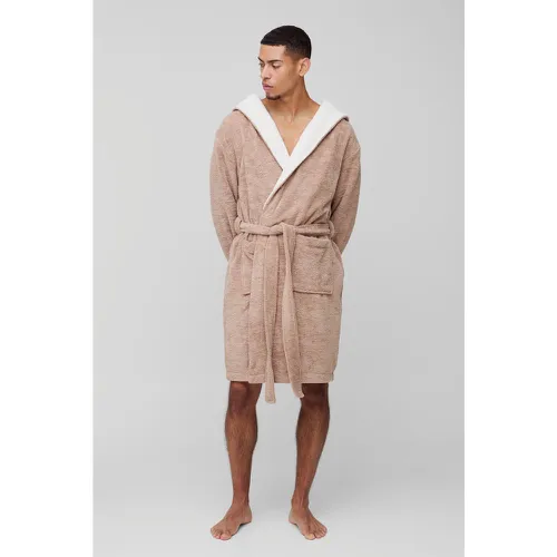 Robe De Chambre En Polaire À Capuche - L - boohoo - Modalova