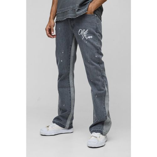 Jean flare rigide à taches de peinture - 28R - Boohooman - Modalova