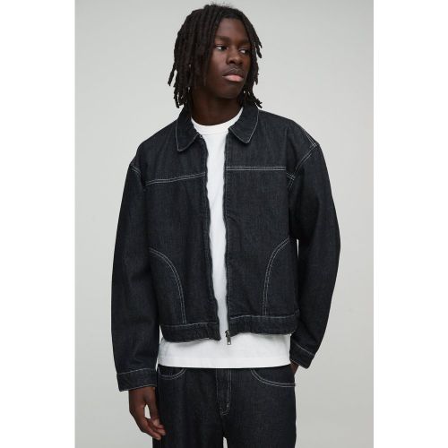 Veste oversize en jean à coutures contrastantes homme - S - Boohooman - Modalova