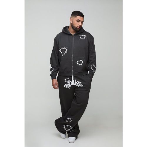 Grande taille - Survêtement oversize à imprimé cœur - XXL - Boohooman - Modalova