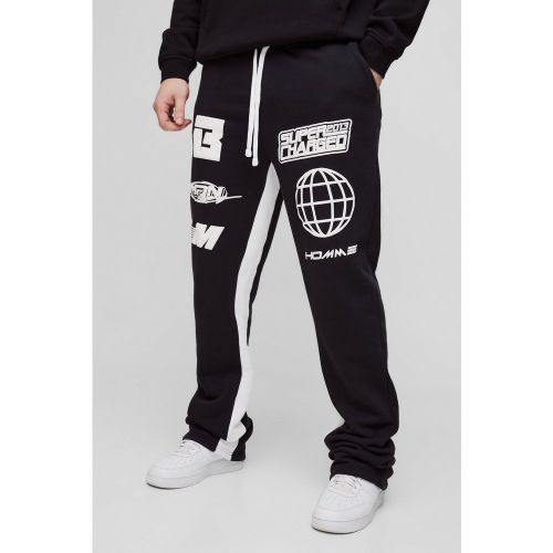 Tall - Jogging flare imprimé à soufflet - S - Boohooman - Modalova