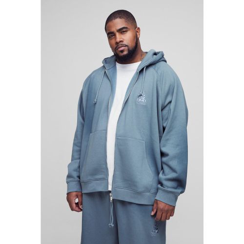 Grande taille - Sweat à capuche oversize délavé à broderies homme - XXXL - Boohooman - Modalova
