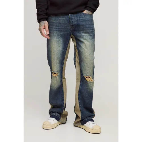 Tall - Jean flare large déchiré au genou - 30 - Boohooman - Modalova