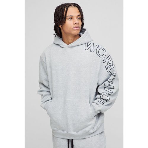 Sweat à capuche oversize à imprimé Worldwide - S - Boohooman - Modalova