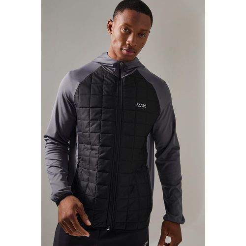 Sweat à capuche zippé à carreaux - MAN Active - S - Boohooman - Modalova