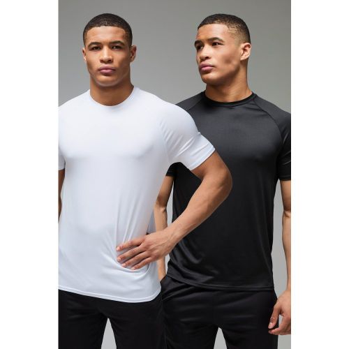 Lot de 2 t-shirts de sport à manches raglan - MAN Active homme - 2XL - Boohooman - Modalova