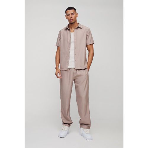 Ensemble en twill avec chemise habillée et pantalon - S - Boohooman - Modalova