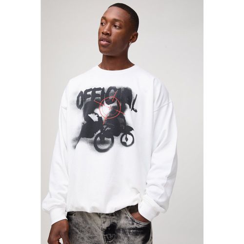 Sweat oversize imprimé moto homme - S - Boohooman - Modalova