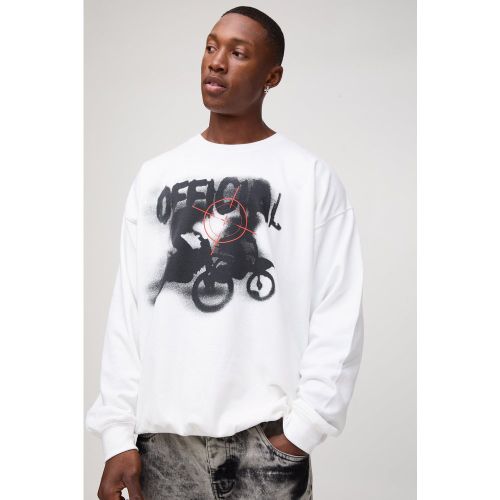 Sweat oversize imprimé moto - S - Boohooman - Modalova