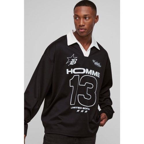 Polo de rugby oversize imprimé à manches longues homme - S - Boohooman - Modalova