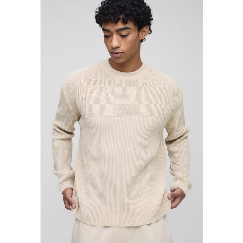 Pull côtelé à col montant et empiècements - S - Boohooman - Modalova