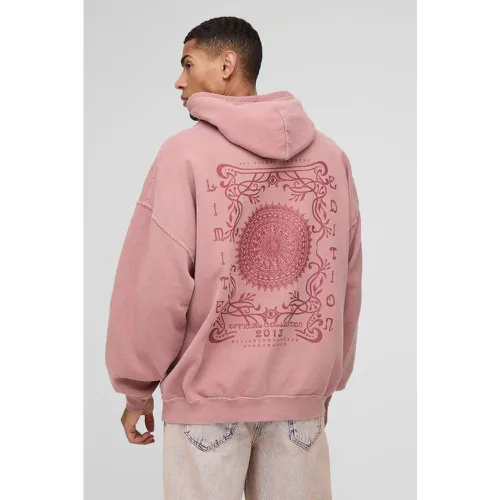 Sweat à capuche oversize délavé imprimé - L - Boohooman - Modalova