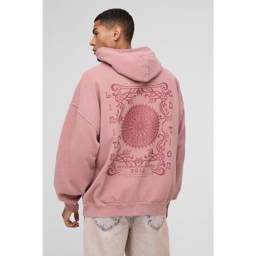 Sweat à capuche oversize délavé imprimé - S - Boohooman - Modalova