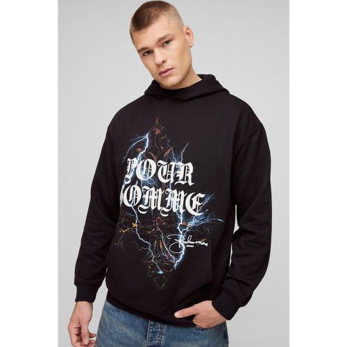 Oversized Gothic Graphic Hoodie - XS - Boohooman - Modalova