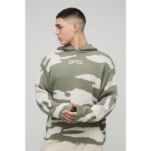 Sweat à capuche oversize à bords bruts et imprimé camouflage - S - Boohooman - Modalova