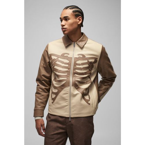 Veste Harrington en synthétique à écusson squelette - L - Boohooman - Modalova