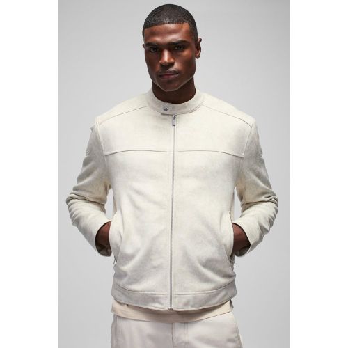 Veste biker délavée en synthétique - S - Boohooman - Modalova