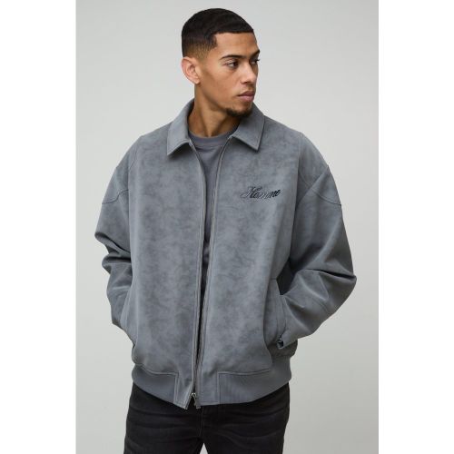 Bomber oversize délavé à empiècement en synthétique homme - S - Boohooman - Modalova