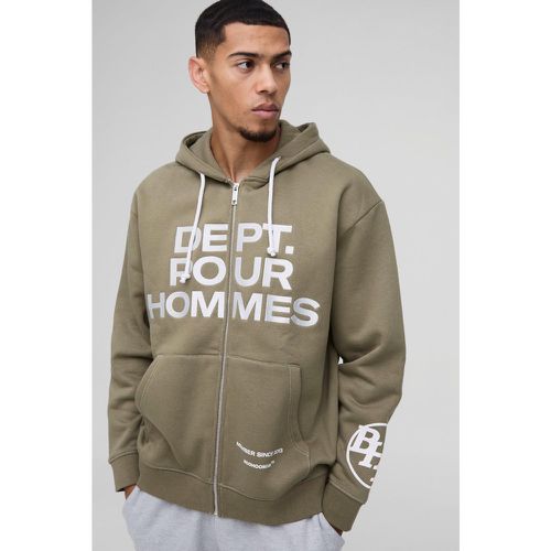 Oversized Dept Rope Drawcord Hoodie - S - Boohooman - Modalova