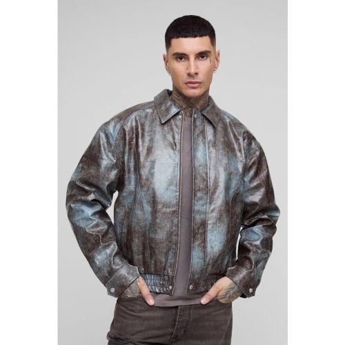 Tall - Bomber oversize tie dye en synthétique à imprimé serpent homme - S - Boohooman - Modalova