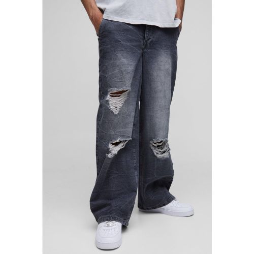 Jean baggy délavé à taille déchirée - 28R - Boohooman - Modalova