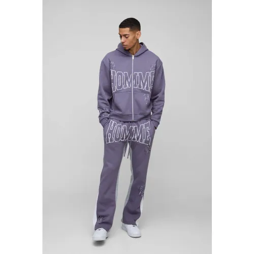 Survêtement oversize zippé à imprimé D - S - Boohooman - Modalova