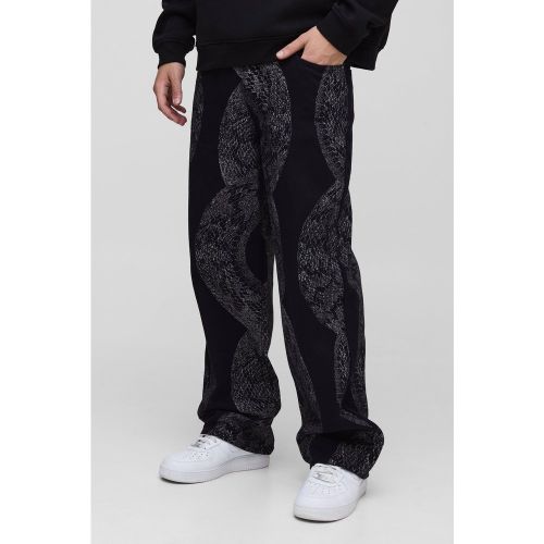 Jean large en denim à motif serpent - 28R - Boohooman - Modalova