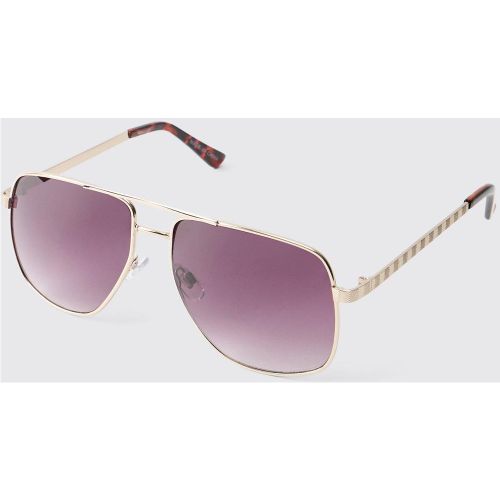Lunettes de soleil aviateur en métal - ONE SIZE - Boohooman - Modalova