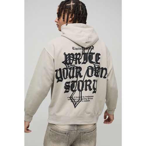 Washed Write Your Own Story Cross Text Graphic Hoodie - S - Boohooman - Modalova