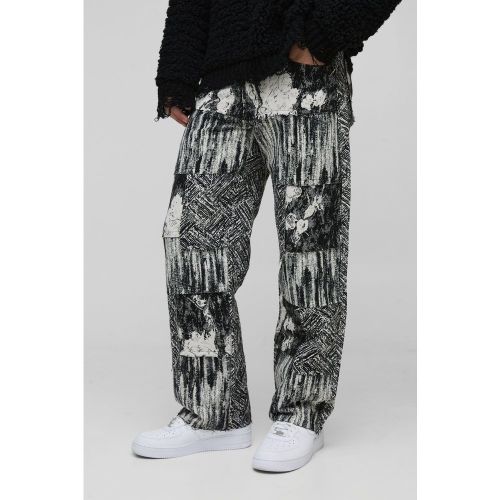 Pantalon large patchwork à motif tapisserie - 28R - Boohooman - Modalova