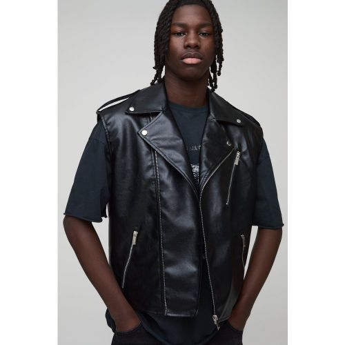 Veste biker sans manches en synthétique - S - Boohooman - Modalova