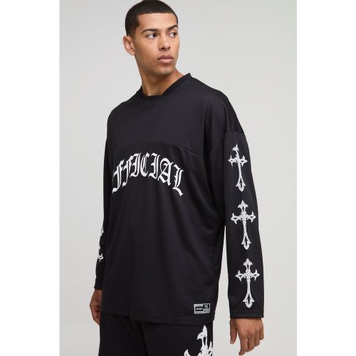 Oversized Official Gothic Long Sleeve Mesh Hockey Top - S - Boohooman - Modalova