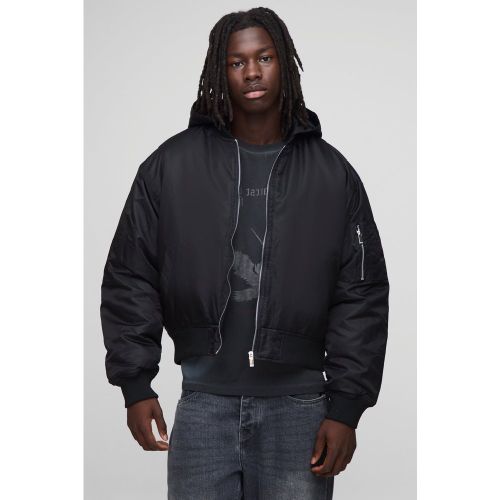 Bomber oversize à capuche en nylon homme - S - Boohooman - Modalova
